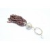 Key Chain 925 Solid Sterling Silver For Charms Key Holder Garnet Gem Stone D40